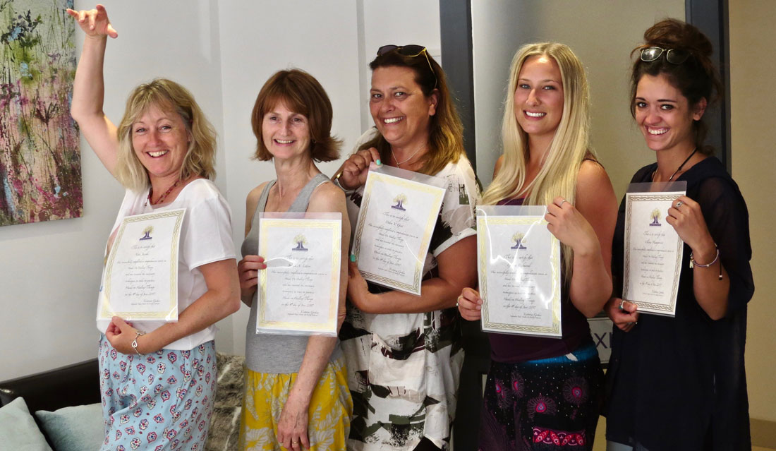 image of five ladies with reiki certificates